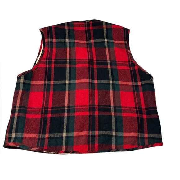 Claiborne Wool Blend Sherpa Lined Plaid Vest Red Black Men’s XL - Picture 3 of 6